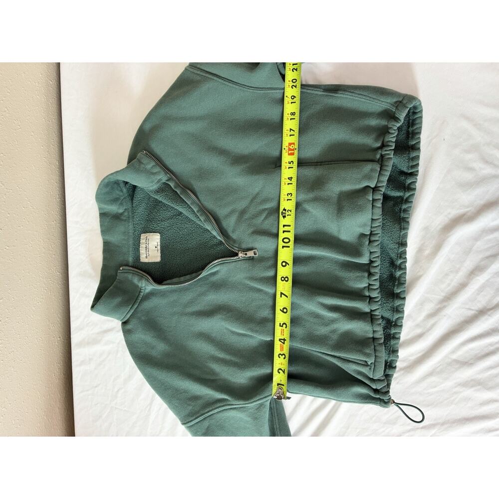 Abercrombie & Fitch Sweatshirt Womens M Teal Quarter Zip Cropped SoftAF Fleece - Picture 4 of 8